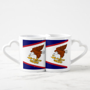 Patriotic lovers mugs with Flag of American Samoa