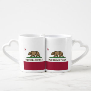 Patriotic lovers mugs with Flag of California