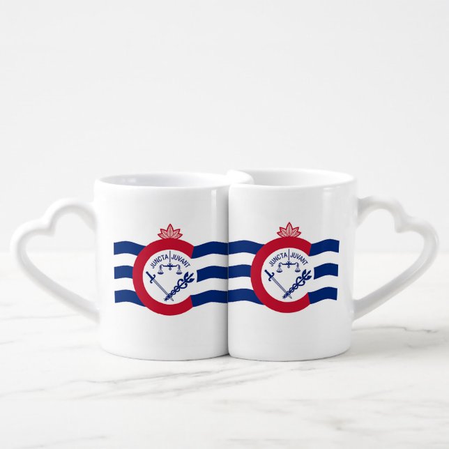 Patriotic lovers mugs with Flag of Cincinnati (Front Nesting)