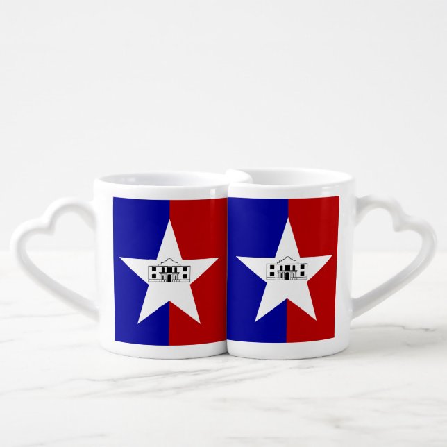 Patriotic lovers mugs with Flag of San Antonio (Front Nesting)