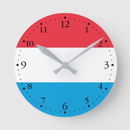 Patriotic Luxembourg Flag Round Clock