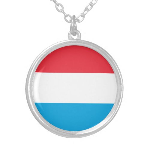 Patriotic Luxembourg Flag Silver Plated Necklace