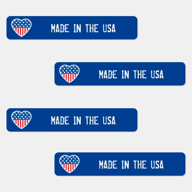 Patriotic Made in USA Custom Skinny Iron On Labels (Group)
