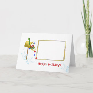 Patriotic Mail Box with Red Bird Christmas Photo C Holiday Card