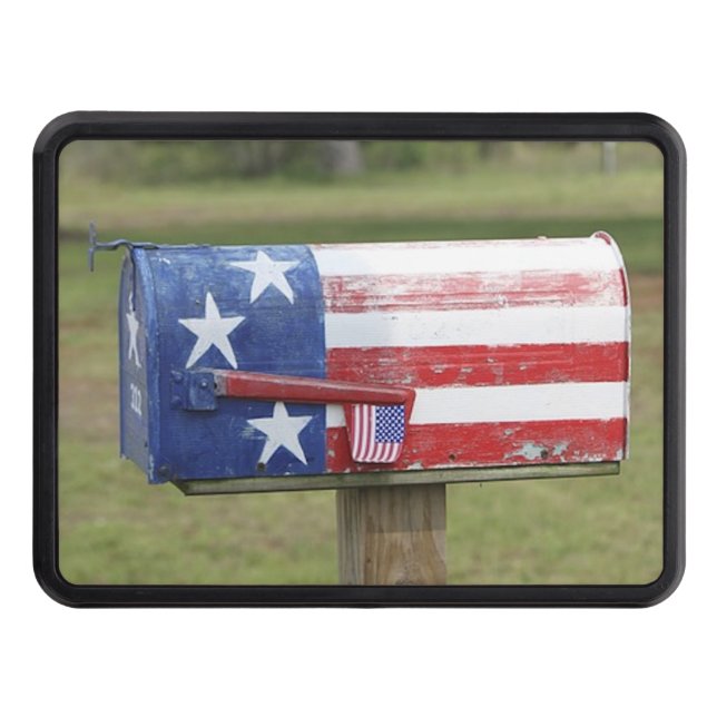 Patriotic Mailbox Trailer Hitch Cover (Front)