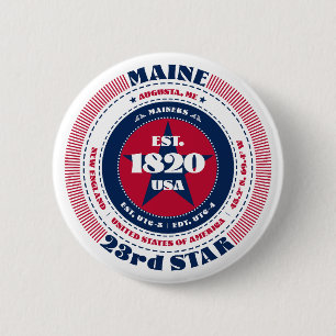 Patriotic Maine Circle with State Details Button