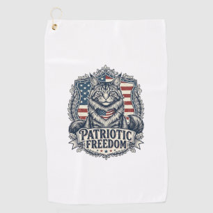 Patriotic Maine Coon Cat Golf Towel