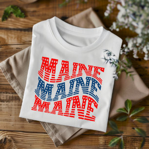 Patriotic Maine Red and Blue Boho T-Shirt 