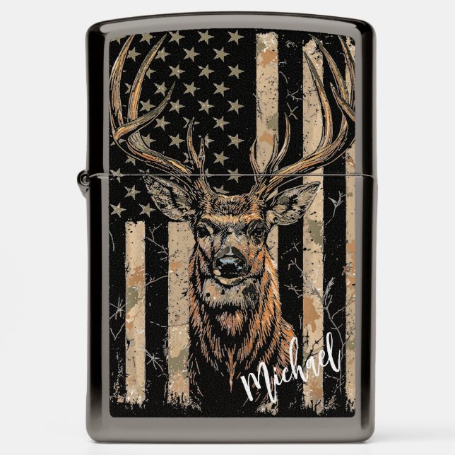  Patriotic Majesty: Deer of the Heartland Zippo Lighter (Front)