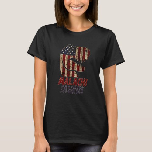 Patriotic Malachi Dino Malachisaurus American Flag T_Shirt