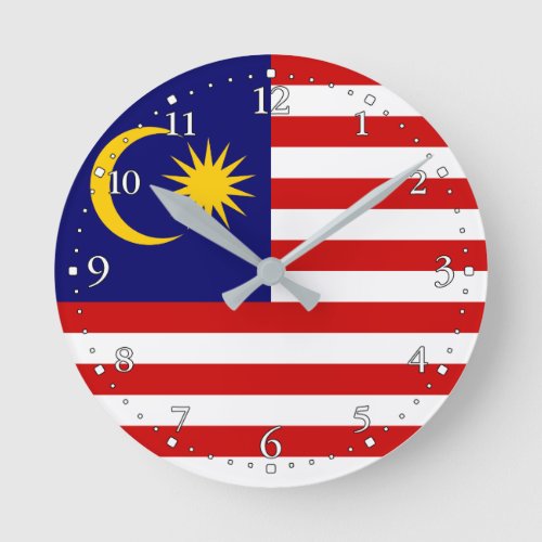 Patriotic Malaysia Flag Round Clock