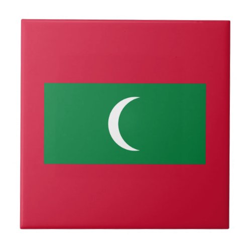 Patriotic Maldives Flag Ceramic Tile