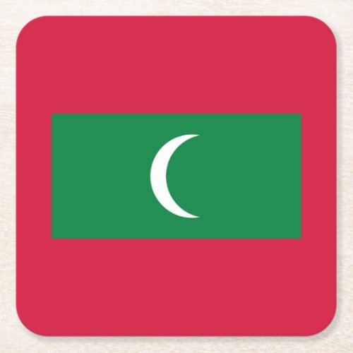 Patriotic Maldives Flag Square Paper Coaster