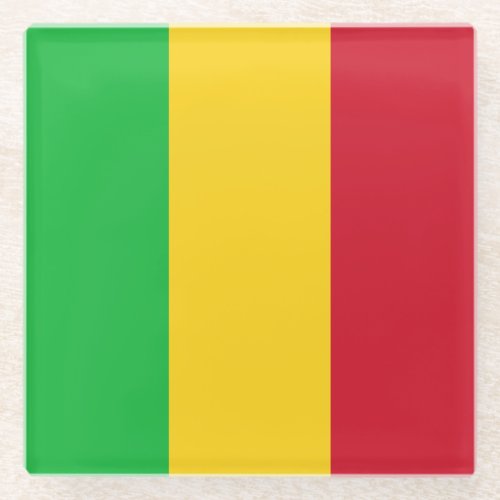 Patriotic Mali Flag Glass Coaster