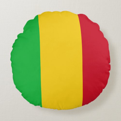 Patriotic Mali Flag Round Pillow