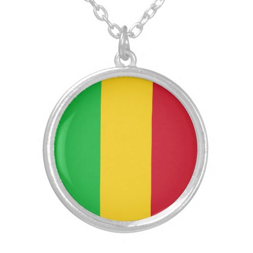 Patriotic Mali Flag Silver Plated Necklace