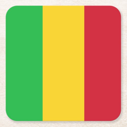 Patriotic Mali Flag Square Paper Coaster