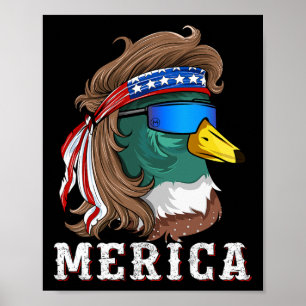 Patriotic Mallard Duck Hunting American Waterfowl Poster