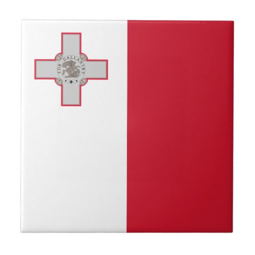 Patriotic Malta Flag Ceramic Tile