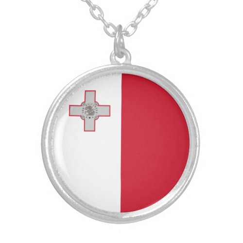 Patriotic Malta Flag Silver Plated Necklace