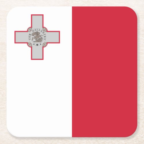 Patriotic Malta Flag Square Paper Coaster