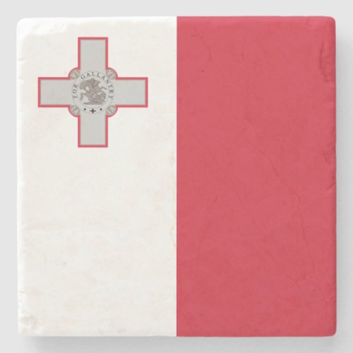Patriotic Malta Flag Stone Coaster