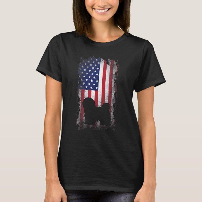 Patriotic Maltese American Flag Cool Dog   T-Shirt (Front)