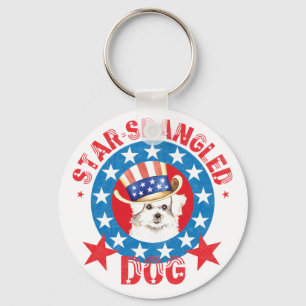 Patriotic Maltese Keychain