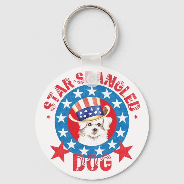 Patriotic Maltese Keychain (Front)