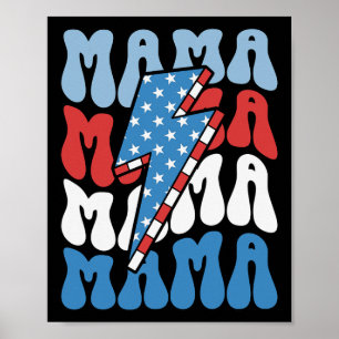 Patriotic Mama Retro Mothers Day 4th Of July Fourt Poster
