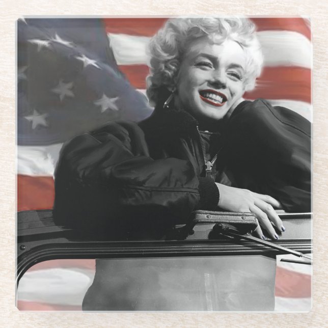 Patriotic Marilyn Glass Coaster (Front)