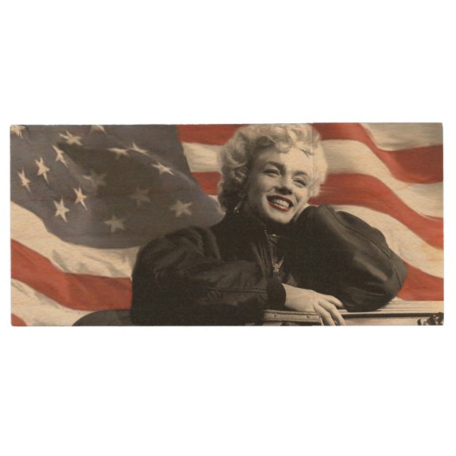 Patriotic Marilyn Wood Flash Drive (Front)