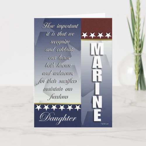 Patriotic Marine Troop Support Card for Daughter