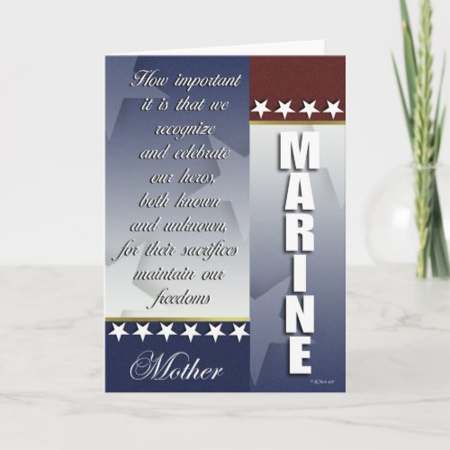 Patriotic Marine Troop Support Card for Mother