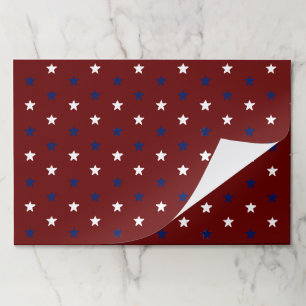 Patriotic maroon white navy blue stars placemats