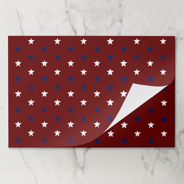 Patriotic maroon white navy blue stars placemats (Folded)