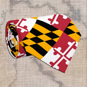 Patriotic Maryland Tie, fashion USA, Maryland Flag Neck Tie