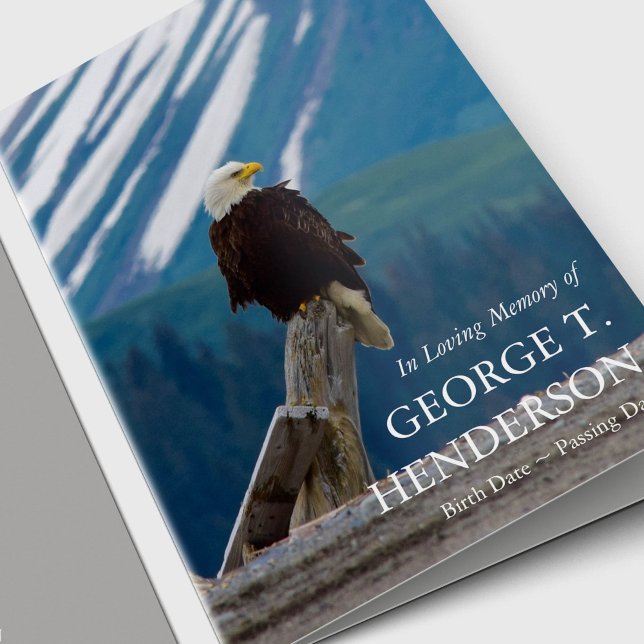 Patriotic Masculine Sympathy Funeral Thank You  (Bald Eagle Patriotic American Memorial Photo Funeral Thank You Card)