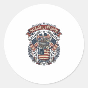 Patriotic Mason Jar Country Life Classic Round Sticker