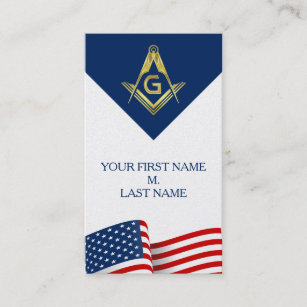 Patriotic Masonic Business Cards   Flag Freemason