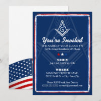 Patriotic Masonic Invitations | Red White and Blue
