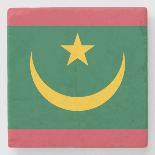 Patriotic Mauritania Flag Stone Coaster