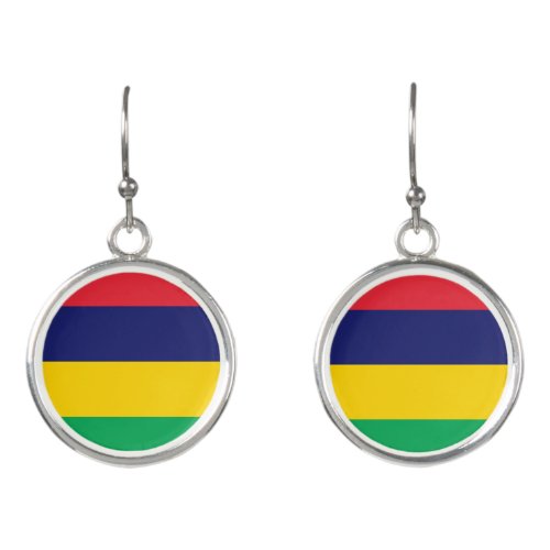 Patriotic Mauritius Flag Earrings