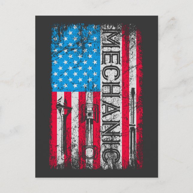 Patriotic Mechanic American Flag Craftsmen Tools Postcard (Front)