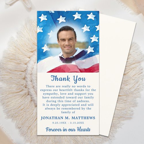 Patriotic Memorial American Flag Military Funeral Thank You Card