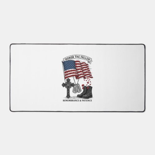 Patriotic Memorial Cross Boots Poppy Flag Shirt_1 Desk Mat