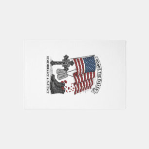 Patriotic Memorial Cross Boots Poppy Flag Shirt_1 Rug