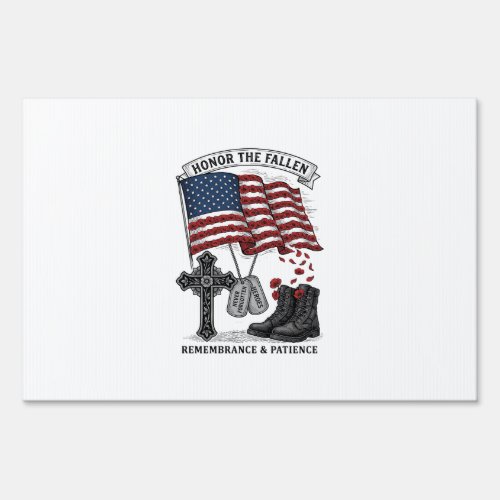 Patriotic Memorial Cross Boots Poppy Flag Shirt_1 Sign