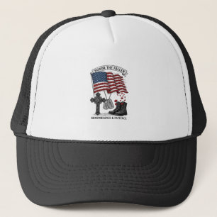 Patriotic Memorial Cross Boots Poppy Flag Shirt_1 Trucker Hat