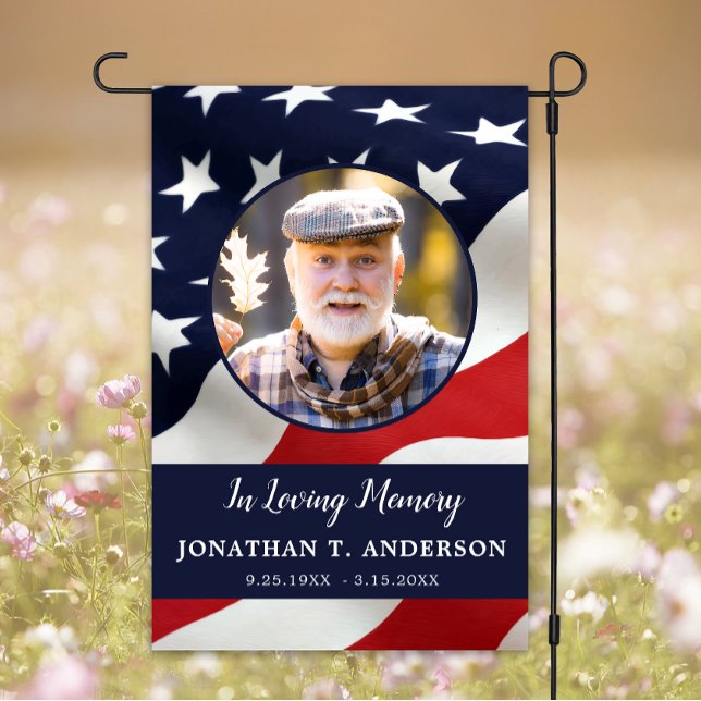 Patriotic Memorial Custom Photo Grave Cemetery Garden Flag (Creator Uploaded)